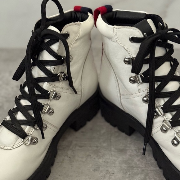 Steve Madden White Combat Boots with Black Laces - Picture 5 of 6